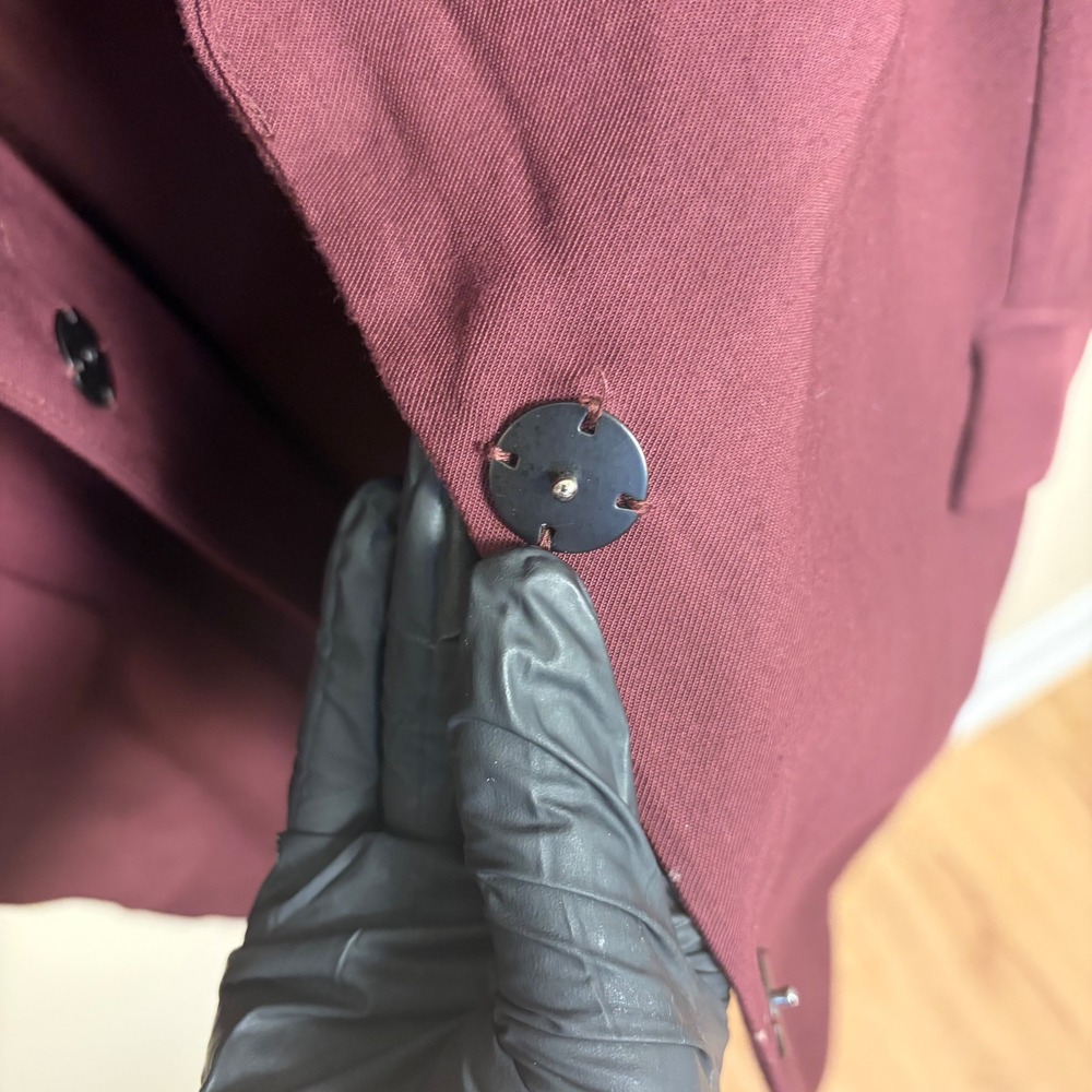 Mango Blazer Women Size M Burgundy Basics Oversized Open Front Longline Jacket - Picture 7 of 9